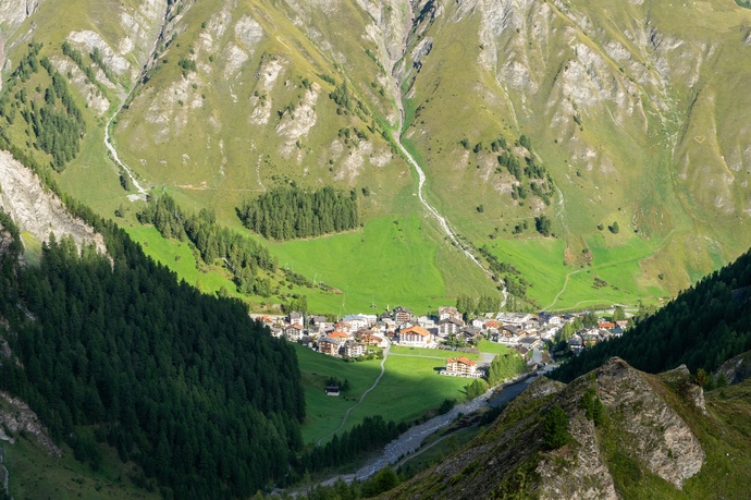 View back to the duty-free village of Samnaun.