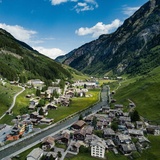 View of Valser Rhein with dam path