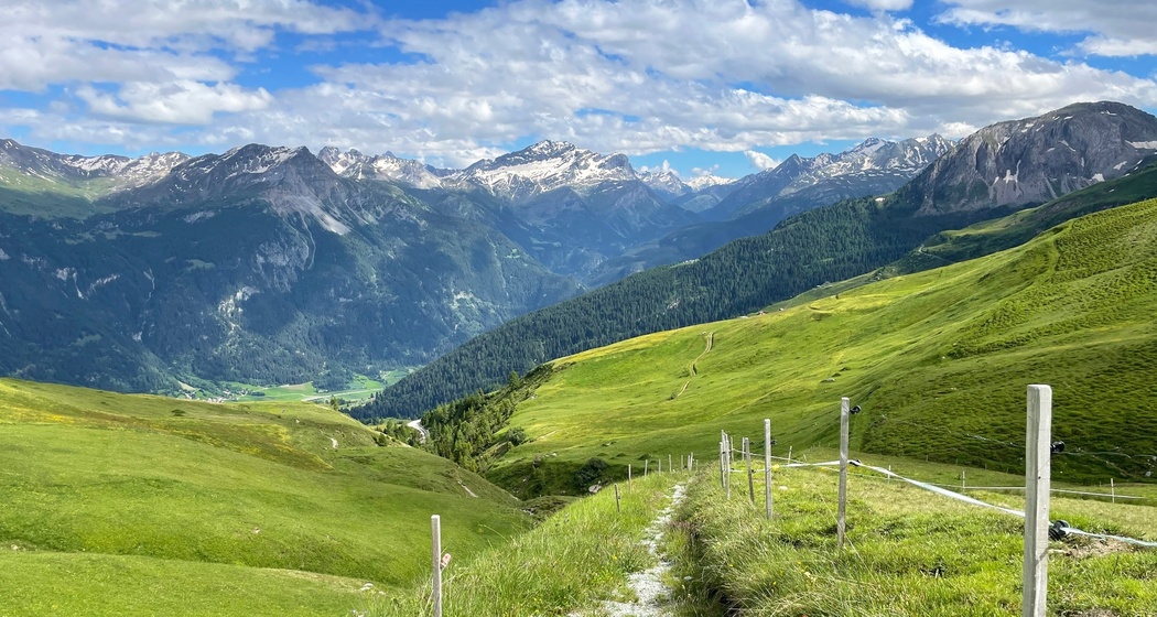 Höhenwanderweg mit Blick in die Val Schons