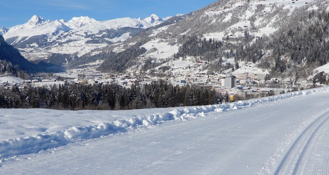Die Loipe von Castrisch liegt in Sichtweite von Ilanz