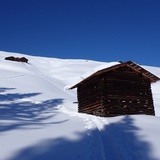 The Zalöner huts appear on the horizon