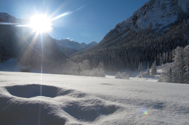 Blick von der Terrasse mit Teil unserers selbstgebauten Iglus