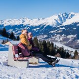 Die Pause ist hoffentlich verdient. Mit Sicht in die Bergwelt.