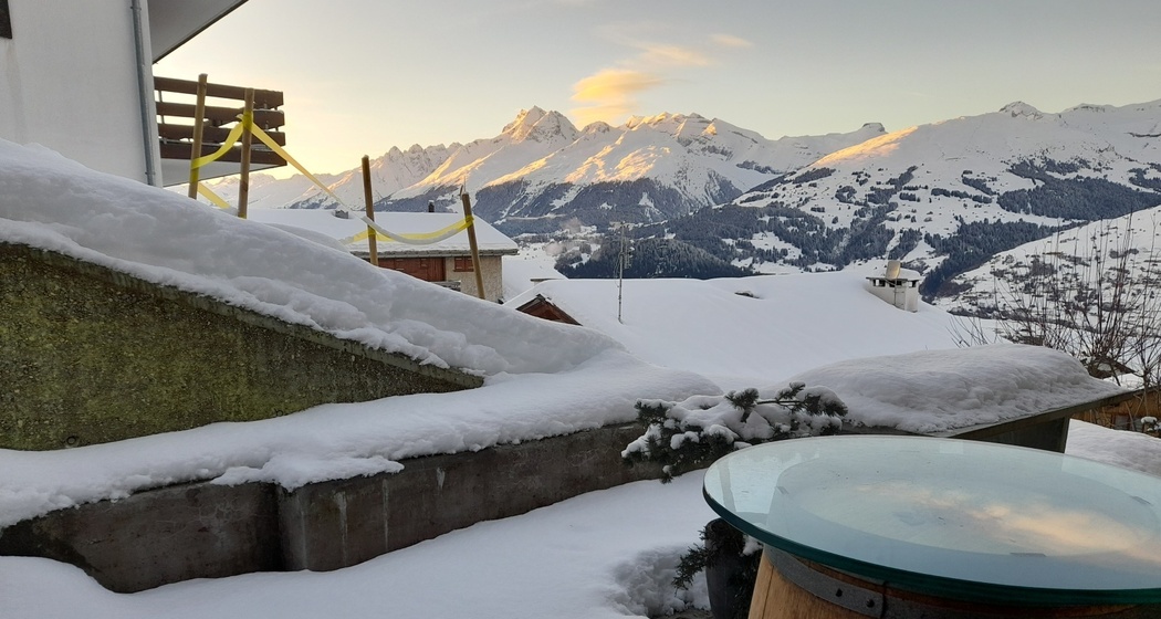 Ferienwohnung Sut las Caglias - Aussicht Winter