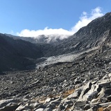 Blick in Richtung Fuorcla Sura da Lavaz, über den Glatscher da Lavaz. Die Schlüsselstelle der Tour.