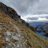 Rückweg auf der Via Suworow mit Blick zum Stausee Pigniu