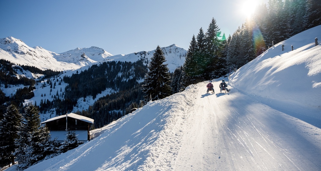 Stimmungsvolles schlitteln, Fideriser Heuberge