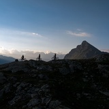 au lever du soleil sur le col de la Bernina