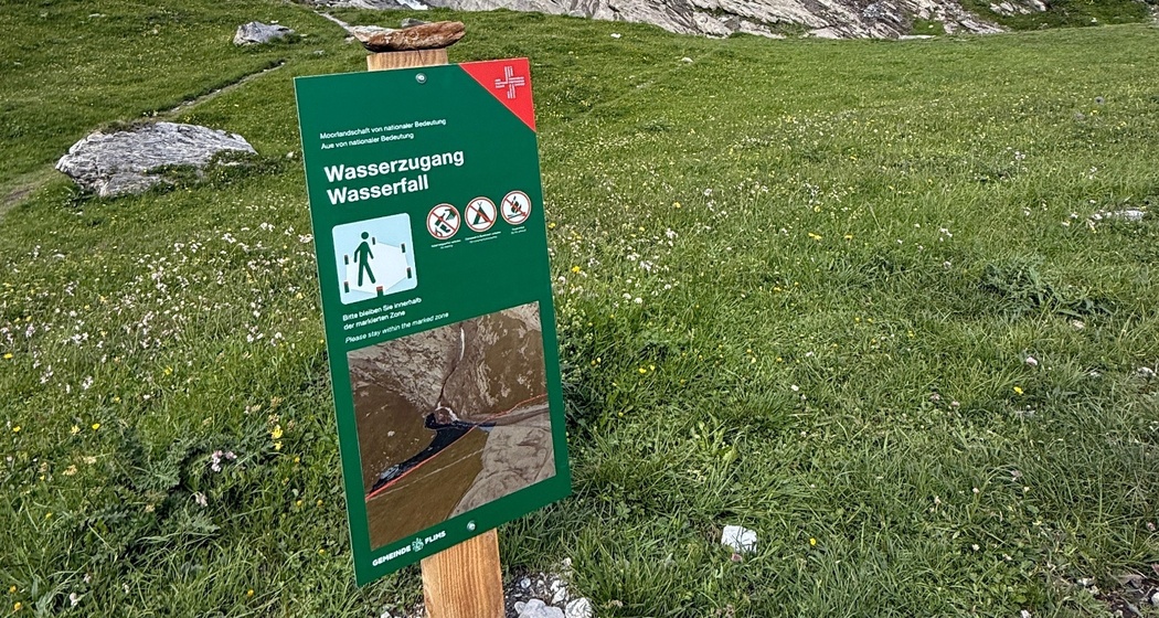 Wasserzugang Wasserfall - unterer Segnesboden