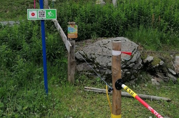Station au trésor partie inférieure du sentier du Hörnli (chasse au trésor à vélo ours bleu, rouge)