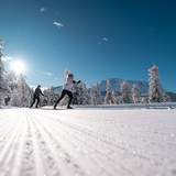 Die ersten Spuren auf der Loipe ziehen (©️ Filip Zuan)