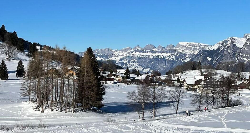 Winterwanderweg auf dem St. Margrethenberg im Taminatal