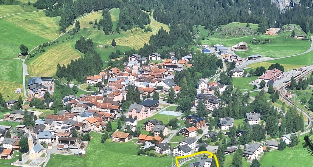 Bergün und unser Haus 'von oben'
