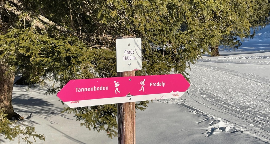 Wegweiser Chrüz nach Prodalp und Tannenboden