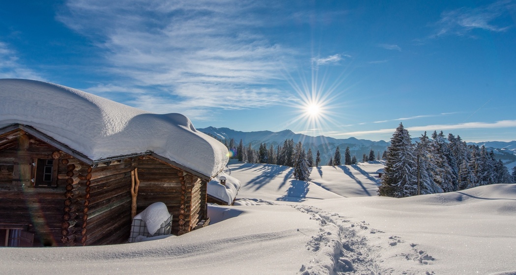Tief versschneite Winterlandschaft