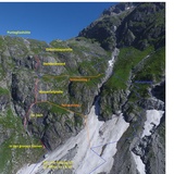 The photo shows the route of the Punteglias via ferrata