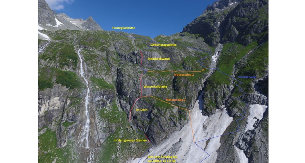 Das Foto zeigt die Route des Klettersteigs Punteglias