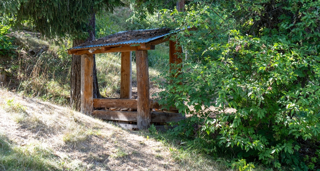 Holzunterstand mit Feuerholz Feuerstelle Plans