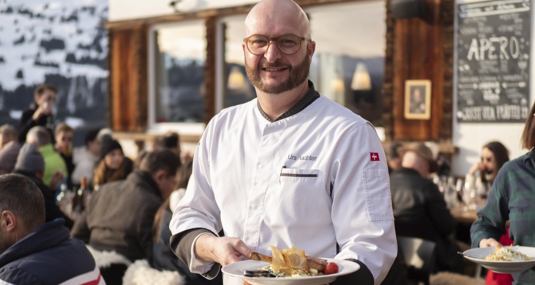 Urs Auchter im Bergrestaurant Crest`ota