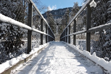 Glennerbrücke in Ilanz im Winter