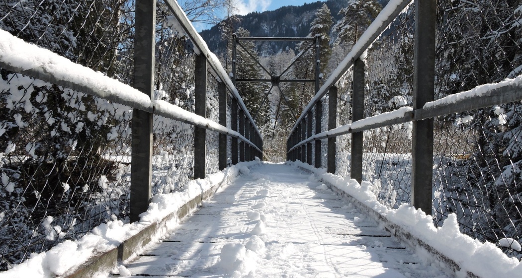 Glennerbrücke in Ilanz im Winter