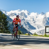 Rider in front of the glacier