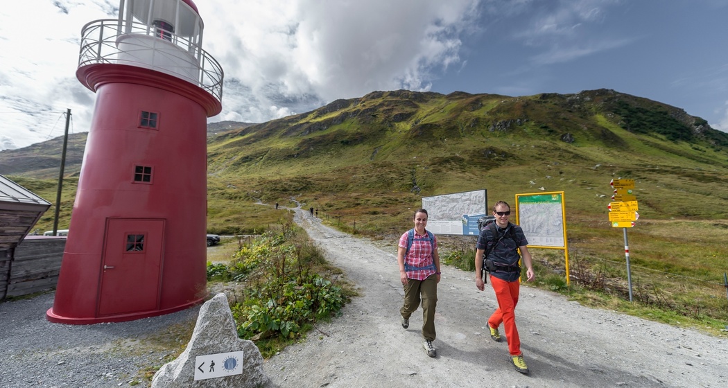 Start am Oberalppass beim Leuchtturm