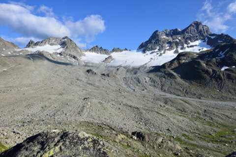 Il ghiacciaio della Porchabella, Piz Kesch sulla destra.
