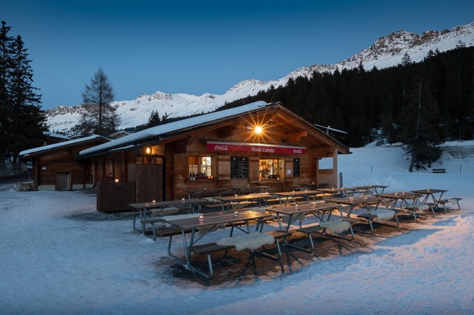 Berggnuss Kiosk Canols Lenzerheide im Winter