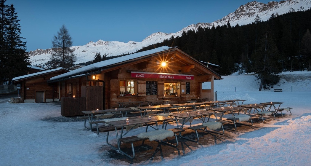 Berggnuss Kiosk Canols Lenzerheide im Winter