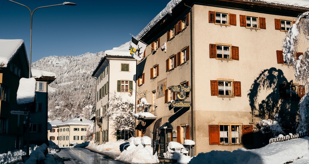 Das Gasthaus Alte Post im Winter