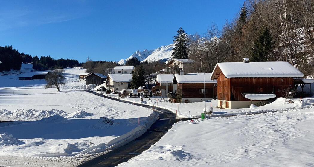 Ferienwohnung Casa Runaglias - Aussicht Winter