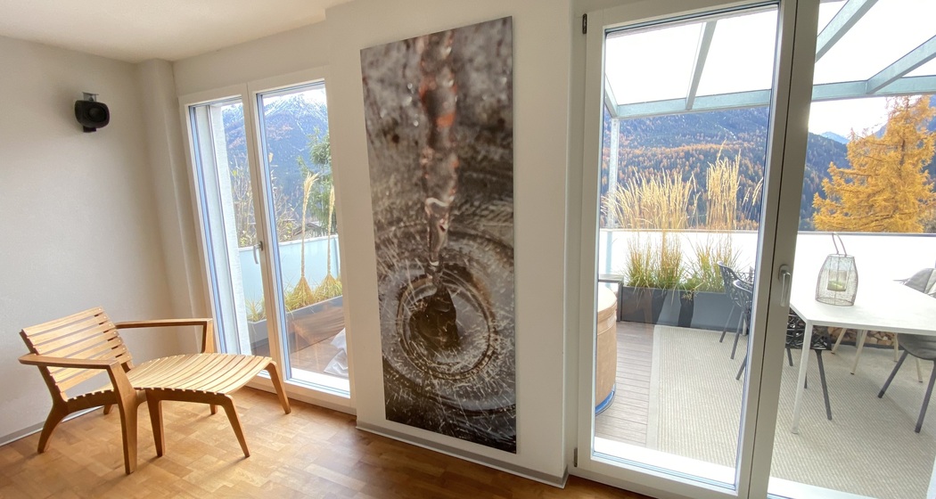 Aussicht von der Wohnung auf die Terrasse