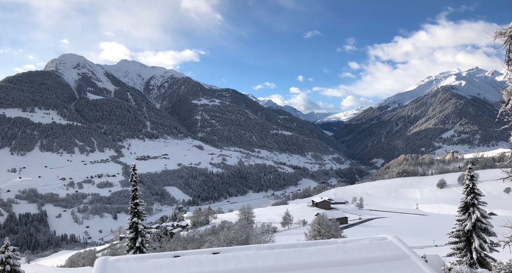 Ferienhaus Padrus - Aussicht Winter