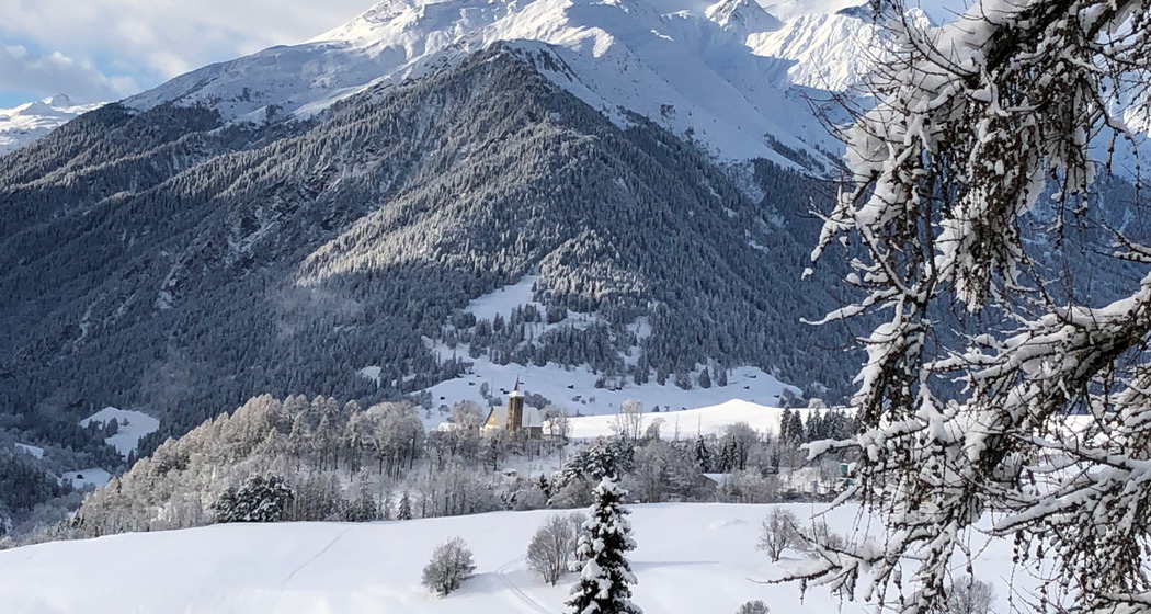 Ferienhaus Padrus - Aussicht Winter