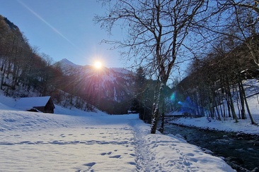 Schneeschuhwandern entlang der Seez