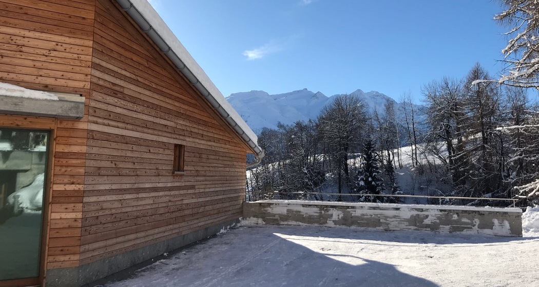 Ferienwohnung Bischu Valtiarm - Ansicht Winter
