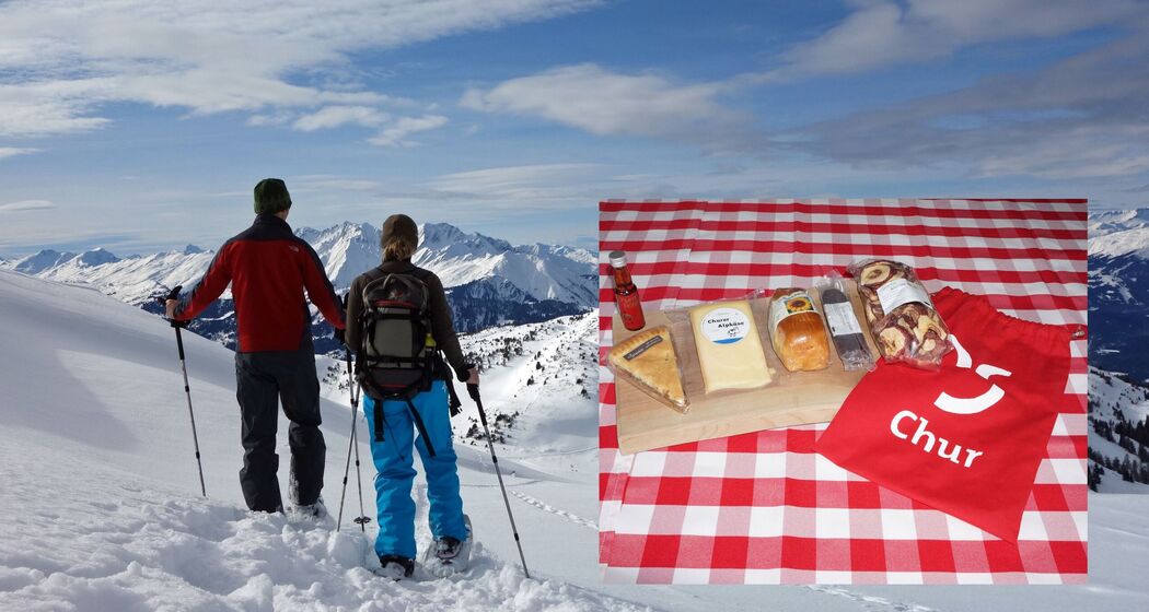 Schneeschuhwanderung Dreibündenstein ab Chur inkl. Spezialitäten Lunch und Bahnticket (exp_1a4f851)