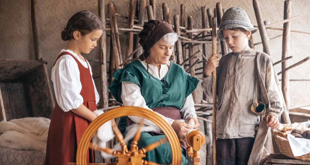 Spinnen mit Peters Grossmutter (gdl_857162477_image)