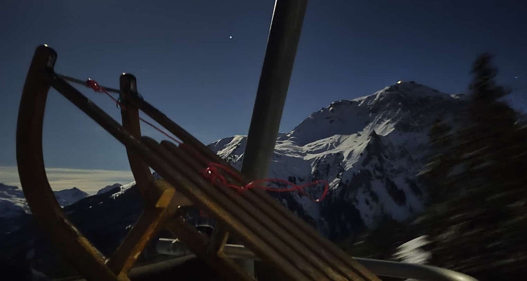 Schlitten bei Vollmond, Tschiertschen