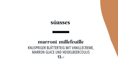 Speisekarte Wildsaison s'nani
