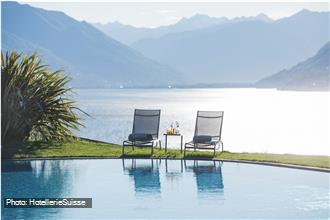 Hotel Schwimmbad mit Seesicht