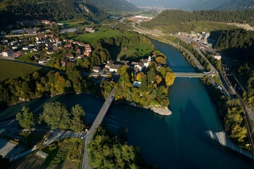 Reichenau - Zusammenfluss von Vorderrhein und Hinterrhein