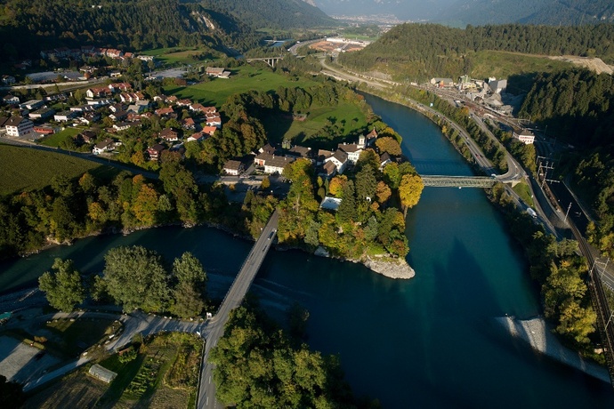Reichenau - Zusammenfluss von Vorderrhein und Hinterrhein
