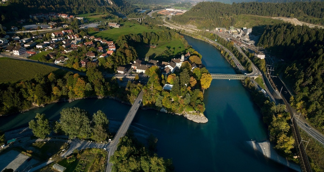 Reichenau - Zusammenfluss von Vorderrhein und Hinterrhein