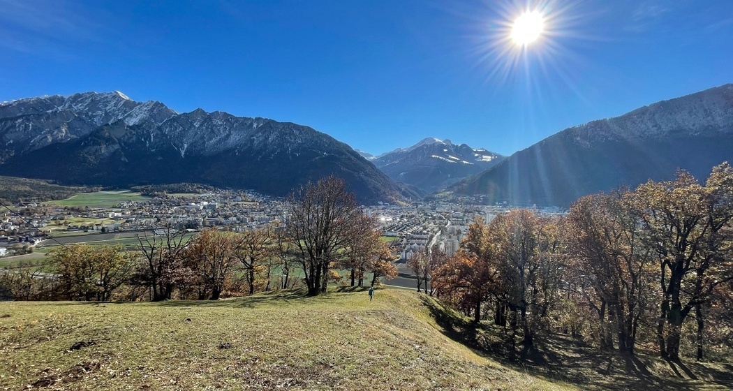 Aussicht oberhalb von Haldenstein auf die Stadt Chur