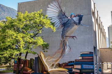 Schulhaus Lachen - Graffiti «I have a dream» bei Tageslicht