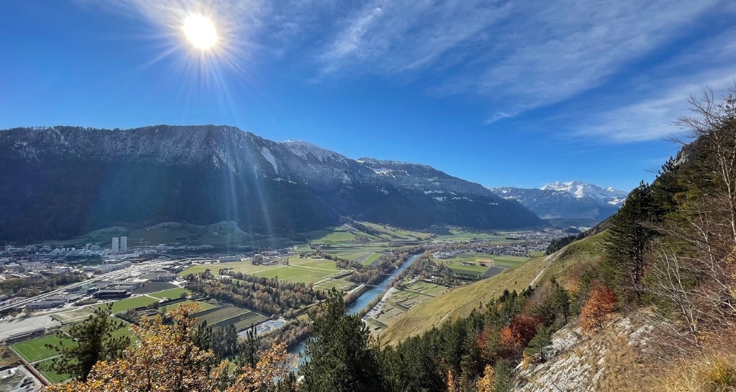 Aussicht vom Panoramaweg in Richtung Churer Rheintal