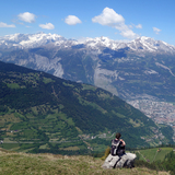 Aussicht vom Churer Joch auf Chur und Calanda