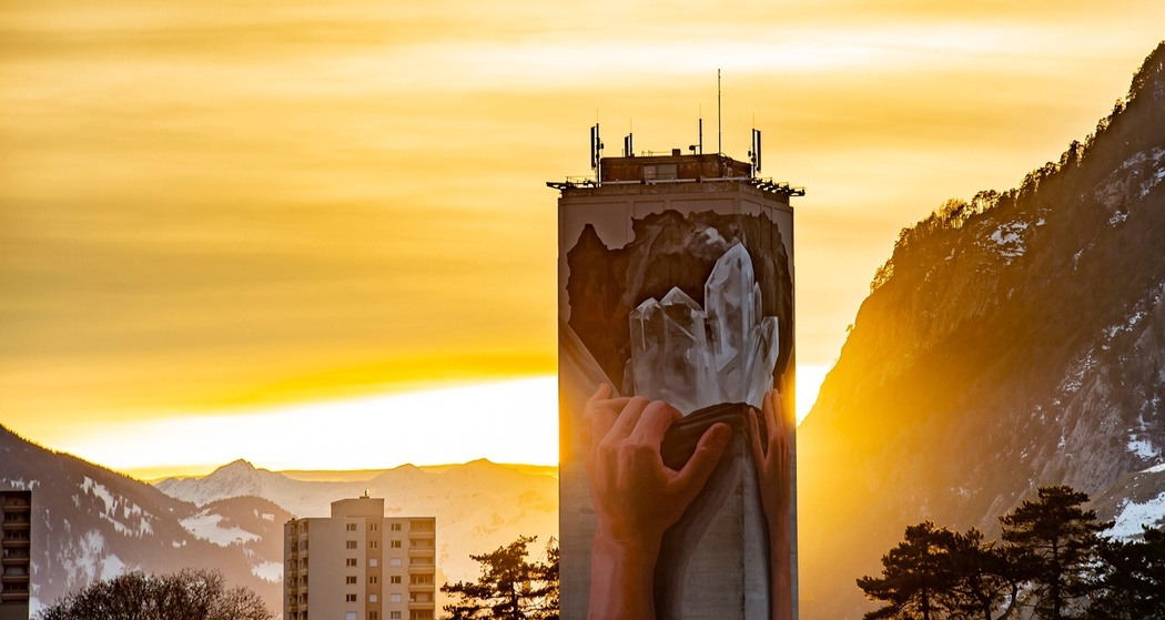Mühleturm mit dem grössten Wandgemälde der Schweiz